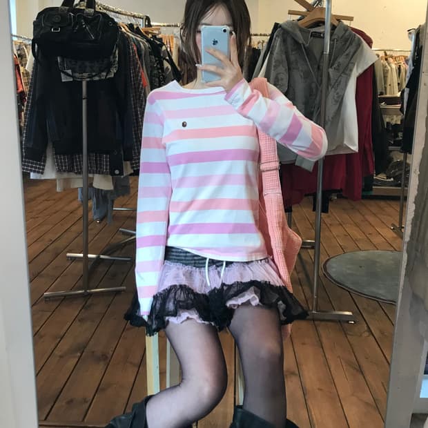 베이프 핑크 롱슬리브