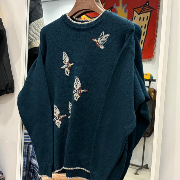 Vtg 빈티지 덕 패턴 니트