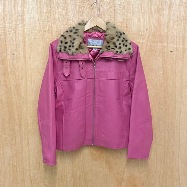 WILSON LEATHER fur leather jacket 레오파드 퍼