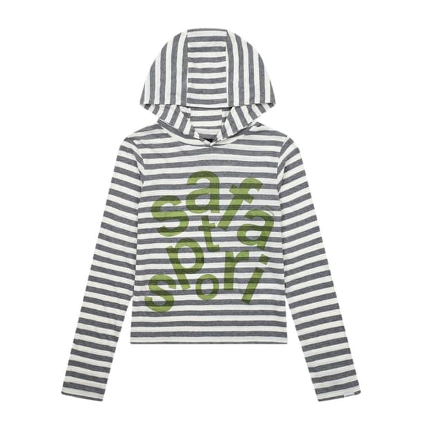 사파리스팟 스트라이프 보더 후드 티셔츠 1/2