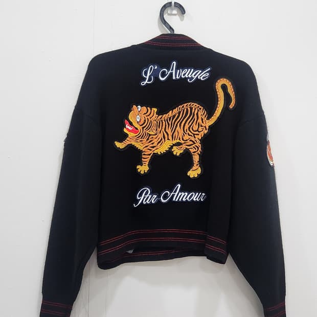 [F] 호랑이 패치 니트 자켓 봄버 여성 F사이즈
