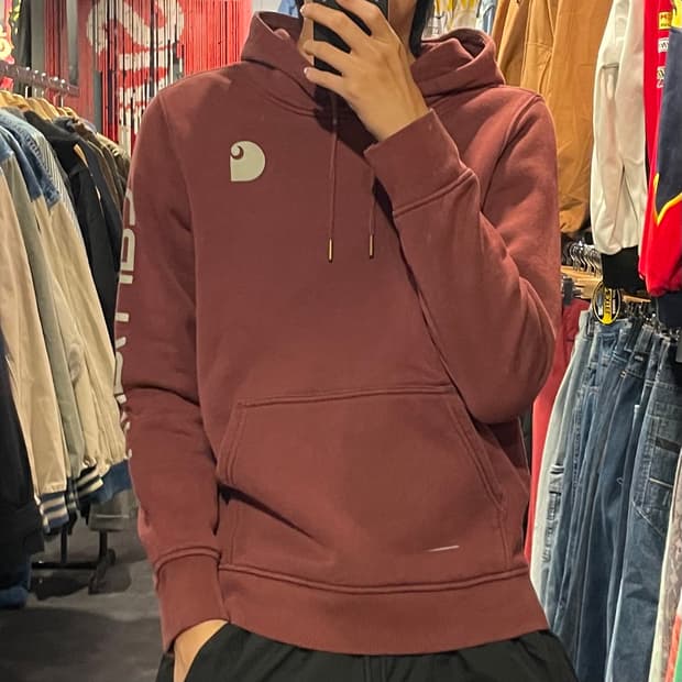 [IM] carhartt 칼하트 사이드 레터링 버건디 후드