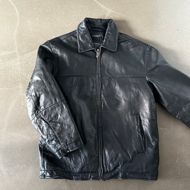 00s Perry Ellis Portfolio 램스킨 레더 자켓