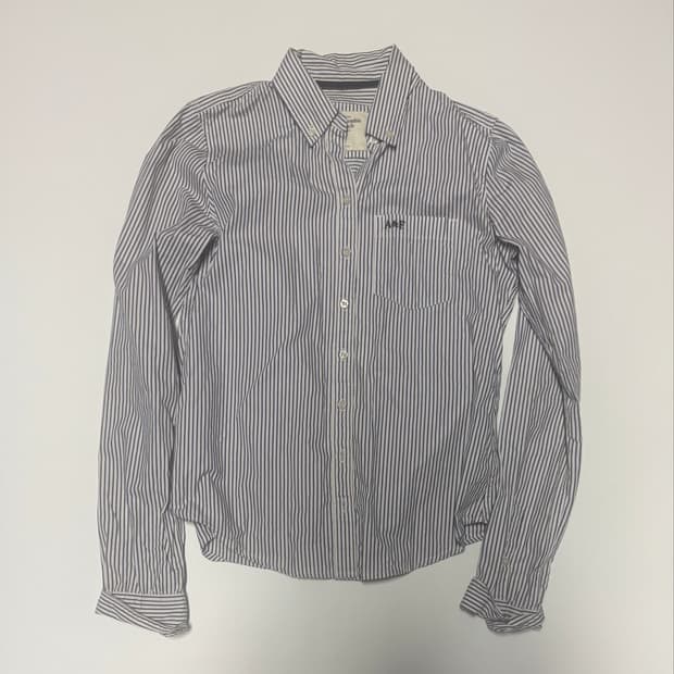 여성 아베크롬비 A&F 로고 스트라이프 긴팔 셔츠 M