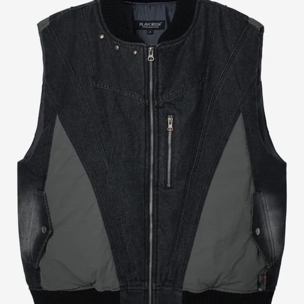 플레이버리즘 하이브리드 데님 패딩 베스트