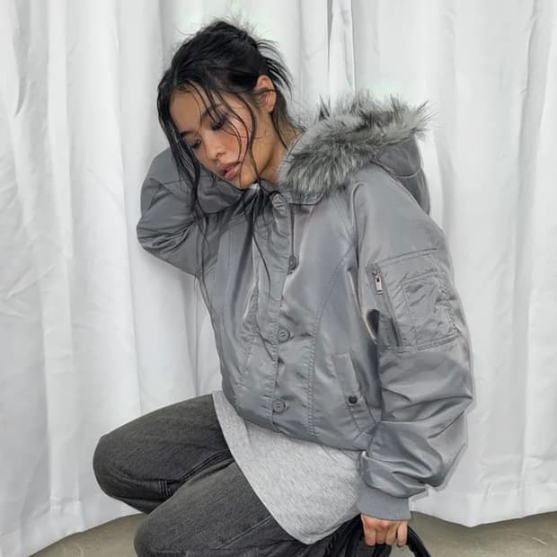 블랙업 누닐 퍼트리밍 후드점퍼