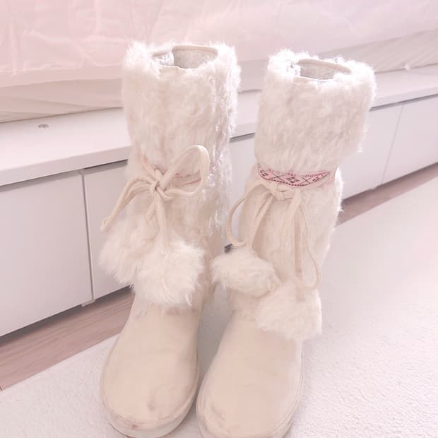 오늘만할인)리즈리사 고전 핀터 폼폼이 퍼 부츠 라떼갸루 히메갸루