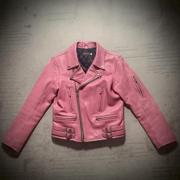 일본 펑크 소가죽100% 핑크 라이더스 자켓