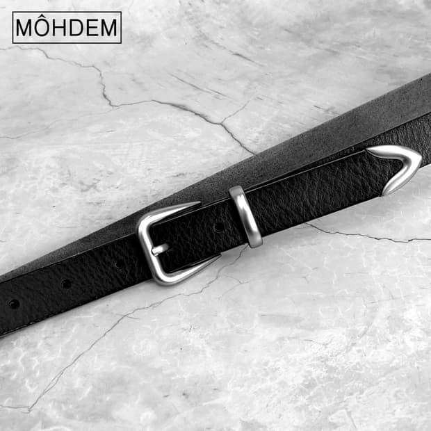 [Unisex] 미니멀 웨스턴 이태리 소가죽 벨트 블랙