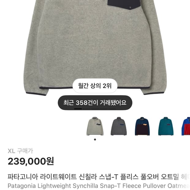 파타고니아 신칠라 새상품 XL