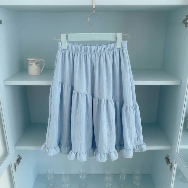 모리걸 캉캉 레이어드 프릴 밴딩 미디스커트