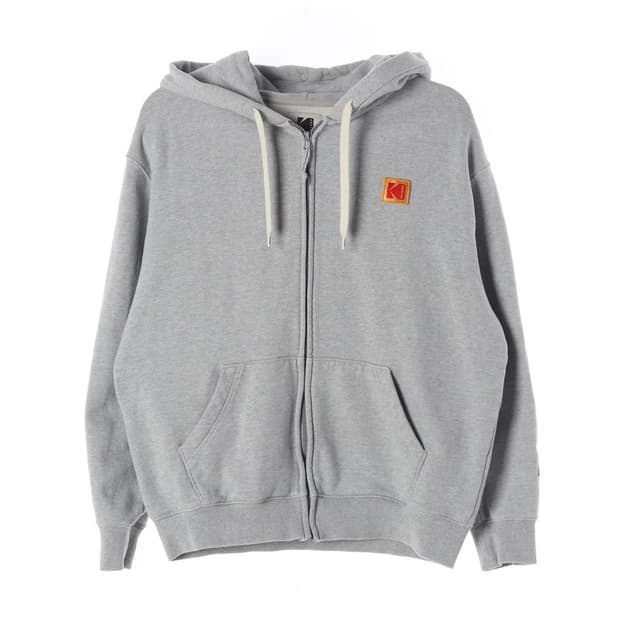 코닥 에센셜 가죽 로고 기모 후드 집업 S