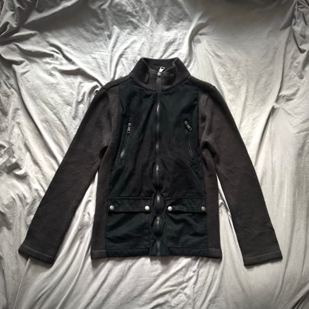 아카이브 락시크 펑크 하이넥 포켓 스터드디테일 배색 집업 자켓 y2k