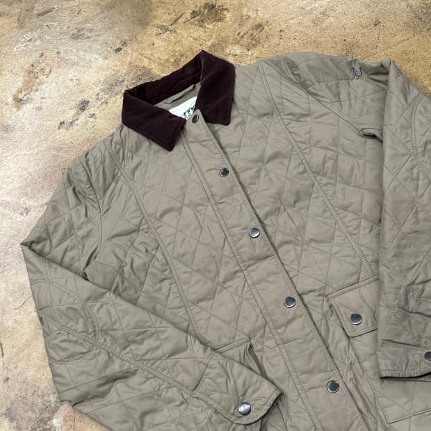[정품/95] 헨리코튼 퀼팅 자켓 브라운 코듀로이 카라 b19