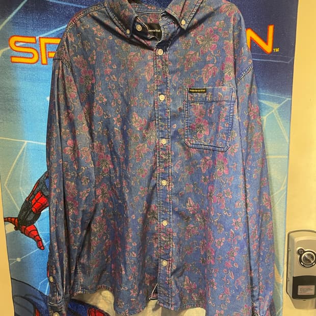 디스이즈네버댓 플라워 셔츠 블루L