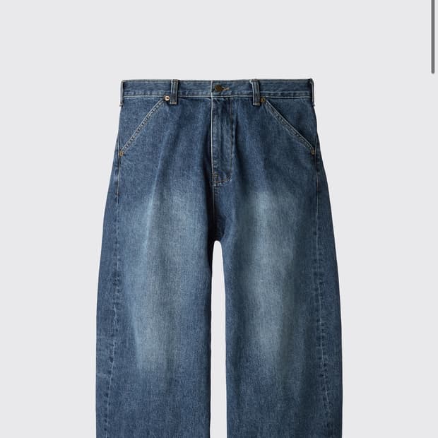 해칭룸 와이드 커브진 Washed Blue [XS]