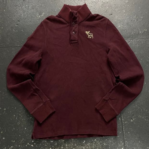 100 아베크롬비 버건디 반버튼