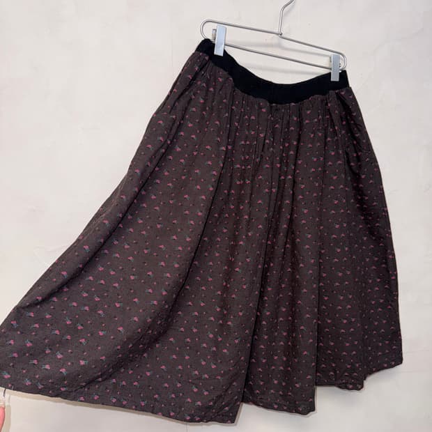 Brown bohemian floral banding flare sk