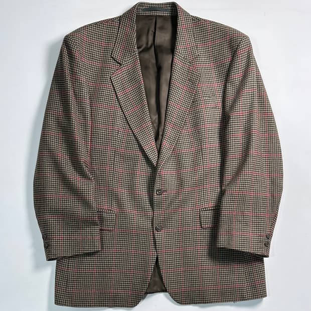 90s 버버리 건클럽체크 울 블레이저 자켓