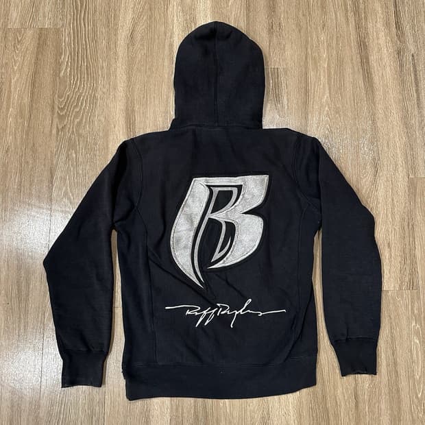 14FW 슈프림 X 러프 라이더스 풀오버 후드티 블랙