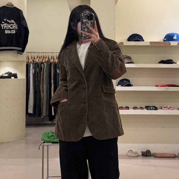 랄프로렌 코듀로이 엘보패치 싱글 자켓 U1079