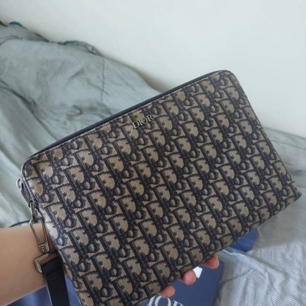 디올 오블리크 자카드 클러치 백