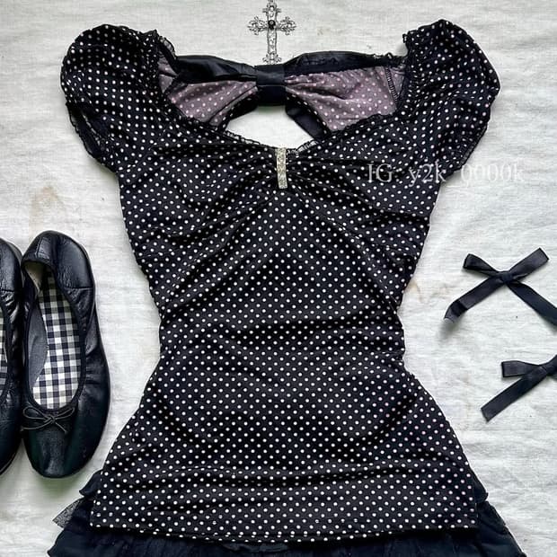 교/판) 세실맥비 핑크 도트탑