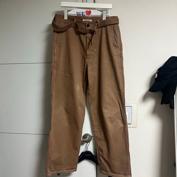 오라리 오가닉 캔버스 벨티드 팬츠 라이트 브라운