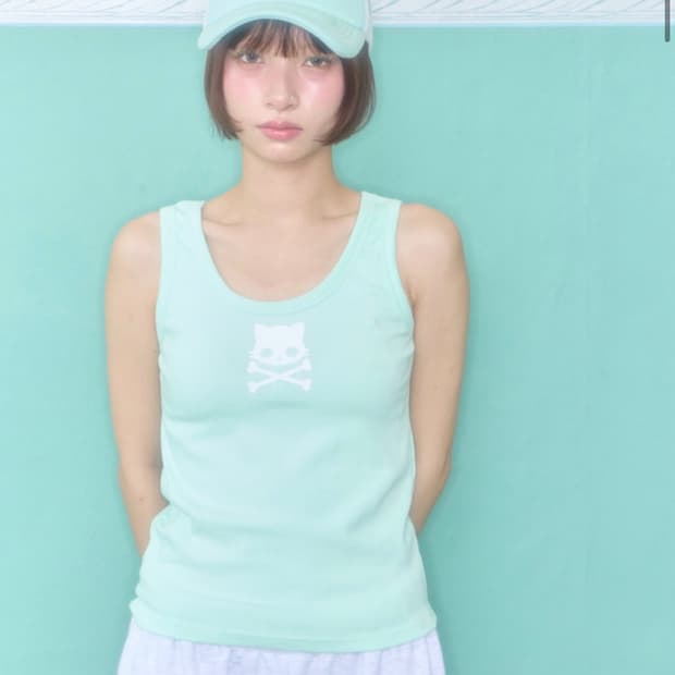 KIRI SKULL SLEEVELESS TOP (MINT)