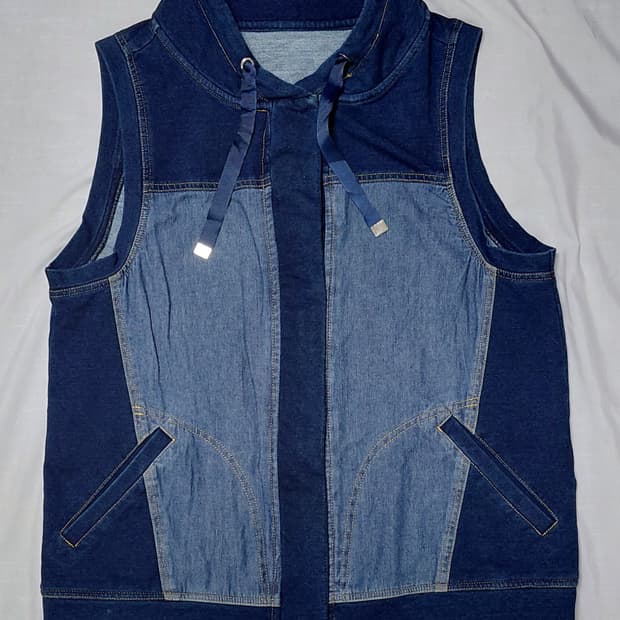 [M] RUE DE BAC(뤼 드 박) 데님 콤비 하이넥 베스트