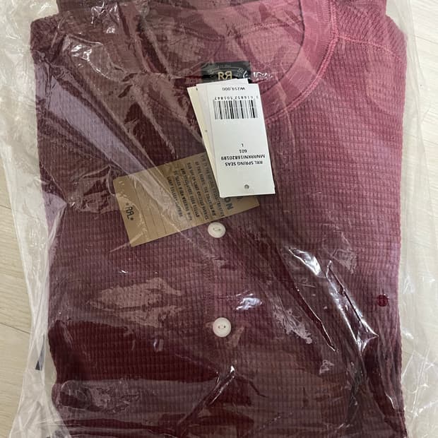 RRL 가먼트다이 와플 니트 헨리 셔츠 더블알엘