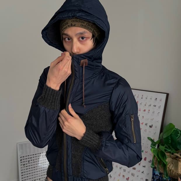 리버서블 니트 리브 크롭 자켓