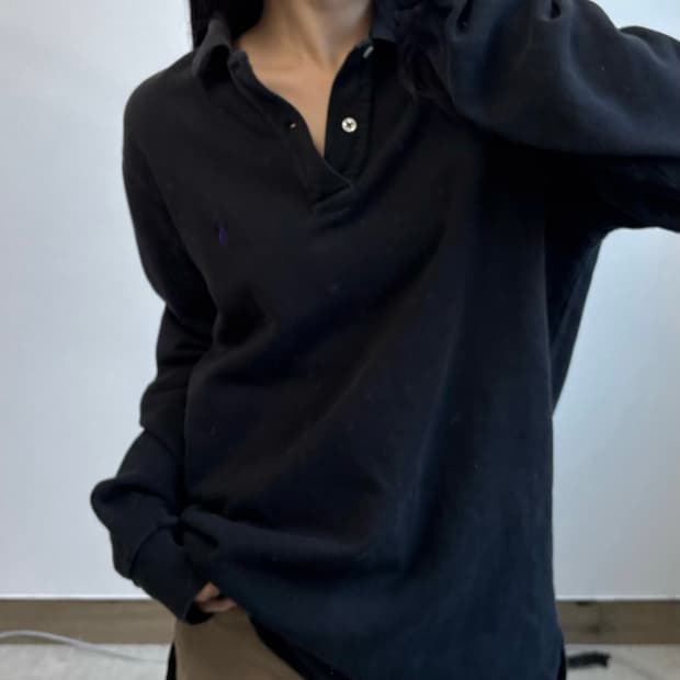 폴로 랄프로렌 블랙 카라 럭비 티셔츠