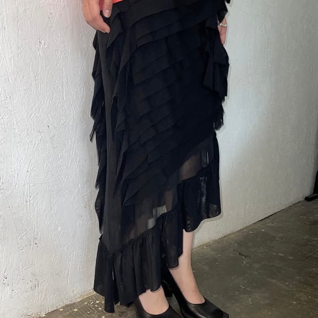 장폴고티에 비대칭 러플 스커트