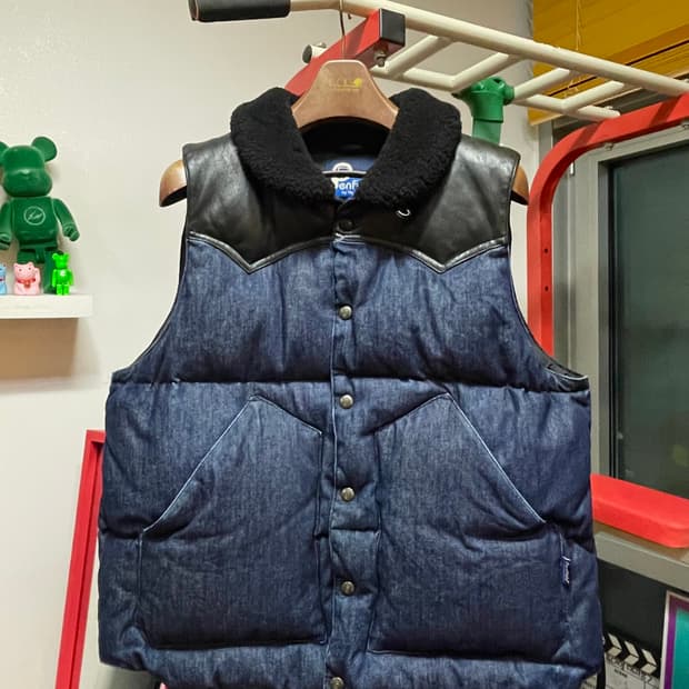펜필드x데밀 콜라보 락 울 패딩 베스트: 인디고 / M