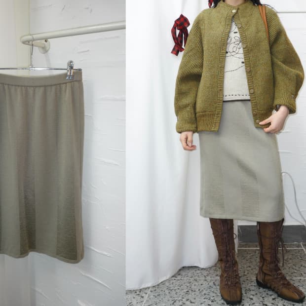 deep mint knit skirt