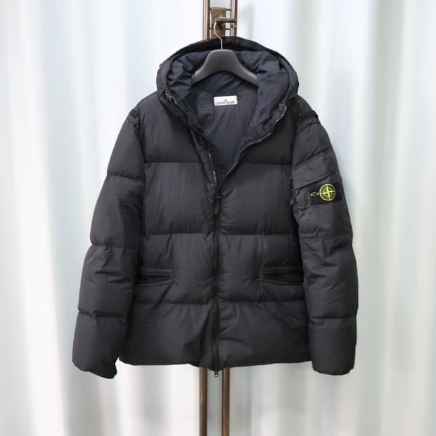 스톤아일랜드 크링클랩스 블랙 나일론 후드 패딩 XXL/110