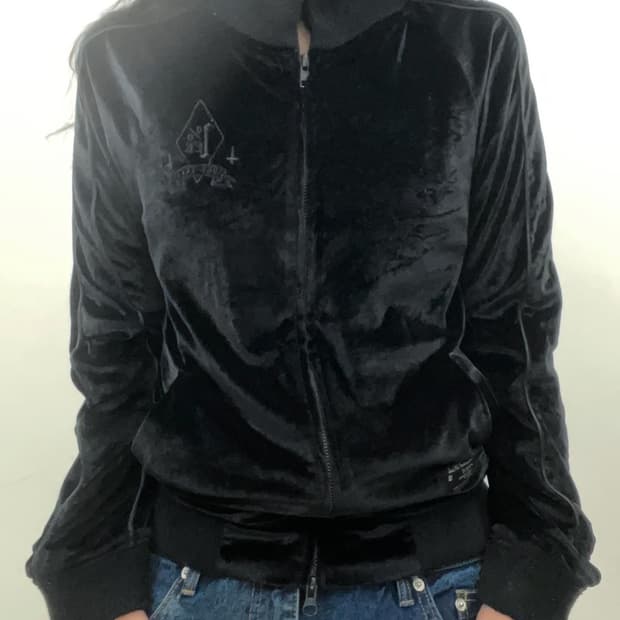 Black Velvet lettering zip-up