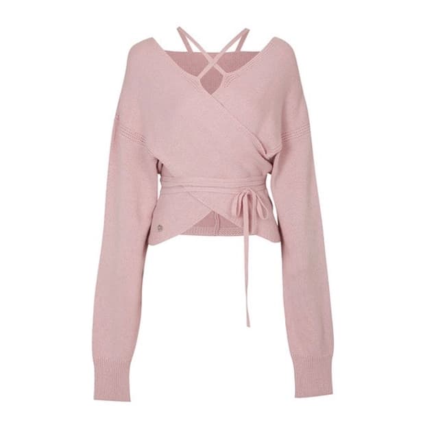 페인오어플레져 아이리스 랩 니트 핑크