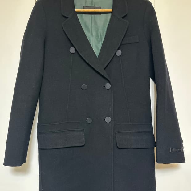 한섬시스템 캐시미어울블랙 더블 버튼 자켓