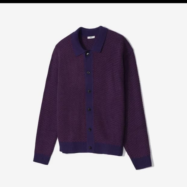 울혼방 자카드 티에리 가디건 퍼플