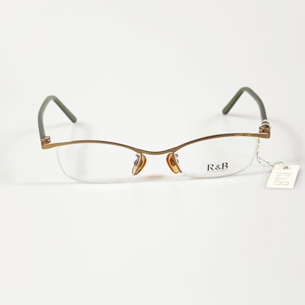 R&B EYEWEAR 골드 반무테 스퀘어 메탈 빈티지 안경