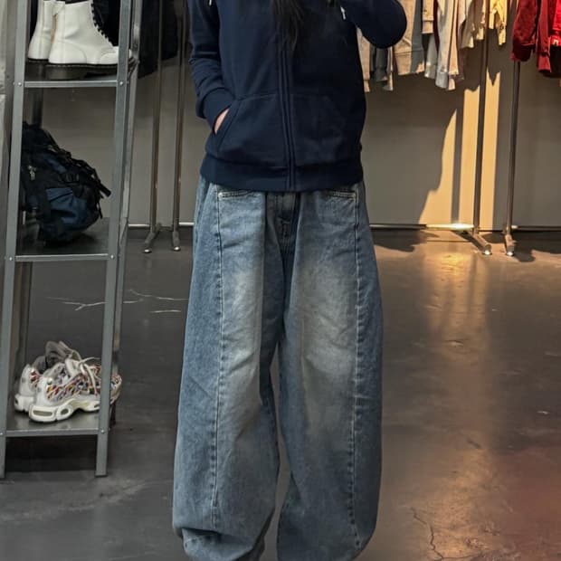 아디다스 네이비 삼선로고 후드집업 A3185