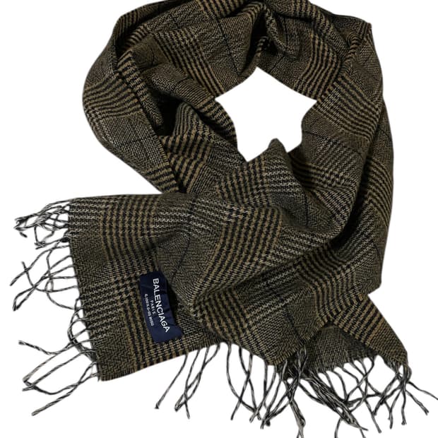 발렌시아가 빈티지 체크 머플러 울 스카프 목도리