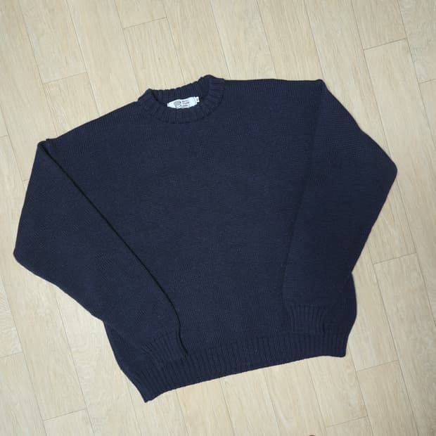 M)Kerry Woollen Mills 네이비 퓨어 울 니트