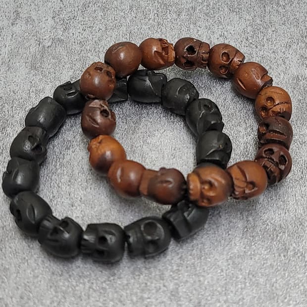 wood skull bracelet  set