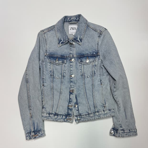 여성 자라 ZARA 연청 크롭 데님자켓