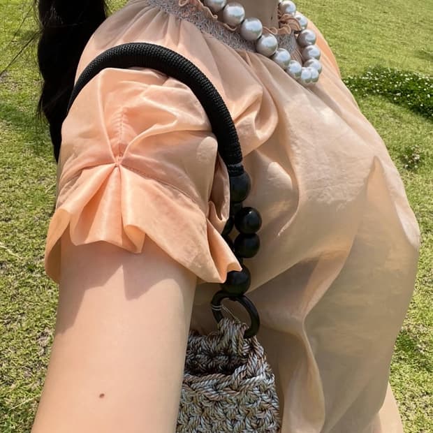 포코포스카 AIRY SMOCK BLOUSE (APRICOT)