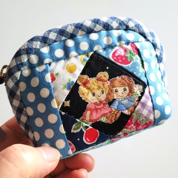 블루롤리앤캘리퀼트동전지갑/핸드메이드/퀼트지갑/이어폰지갑/크리스마스선물