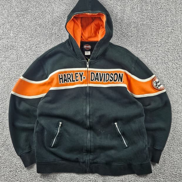 할리데이비슨 자수 스펠아웃 스웻 후드 집업 ( L ) / 11281